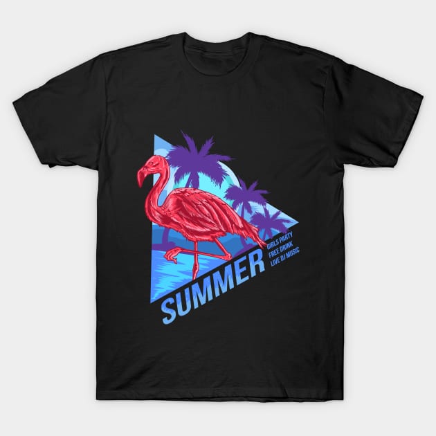 Flamingo summer element artwork vector T-Shirt by Metaart